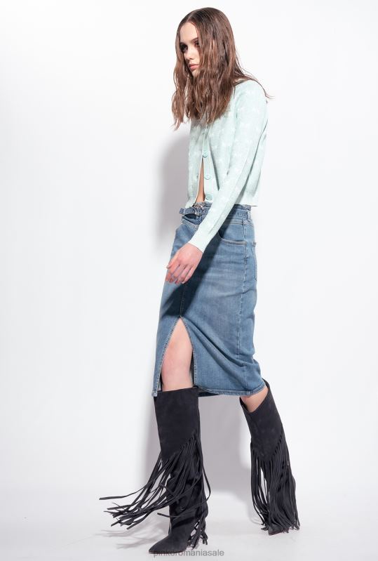 fuste până la jumătatea gambei | fusta midi denim cu centura Pinko spalare usoara B0D08914