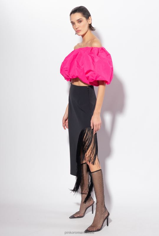 fuste până la jumătatea gambei | fusta pana la gambe cu franjuri lateral Pinko limuzina neagră B0D08910