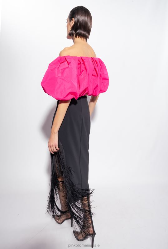 fuste până la jumătatea gambei | fusta pana la gambe cu franjuri lateral Pinko limuzina neagră B0D08910