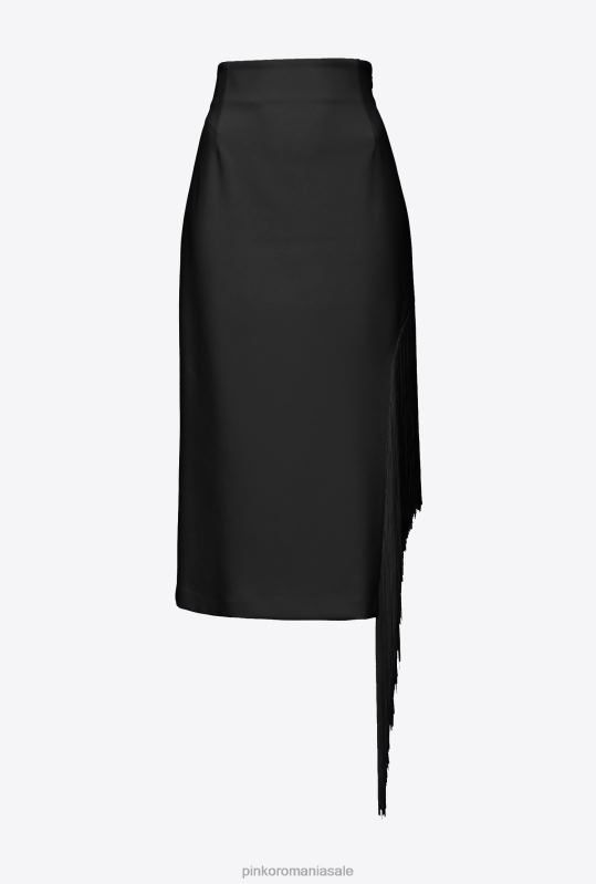 fuste până la jumătatea gambei | fusta pana la gambe cu franjuri lateral Pinko limuzina neagră B0D08910
