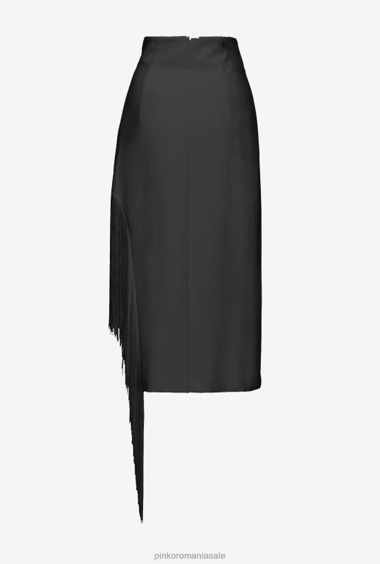 fuste până la jumătatea gambei | fusta pana la gambe cu franjuri lateral Pinko limuzina neagră B0D08910