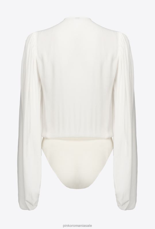 bluze | Body cu înfășurare în față din amestec de mătase Pinko nor alb B0D08299