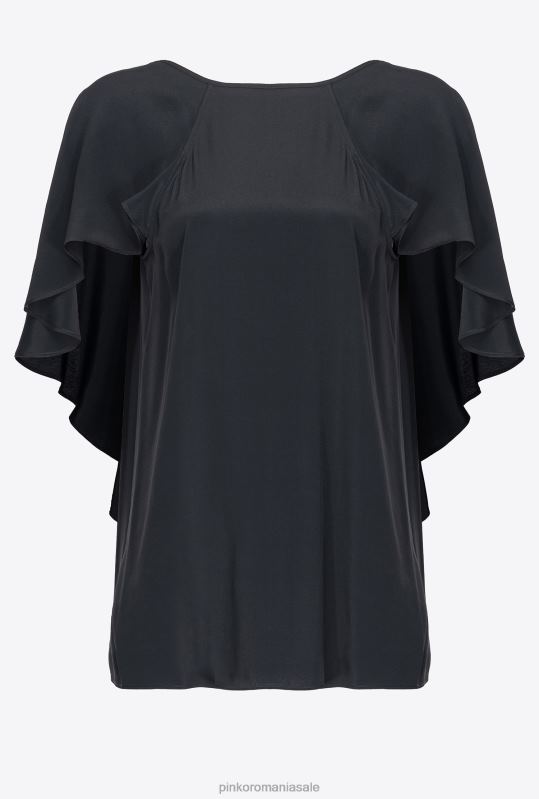 bluze | bluză cu detaliu cu volane Pinko limuzina neagră B0D08284
