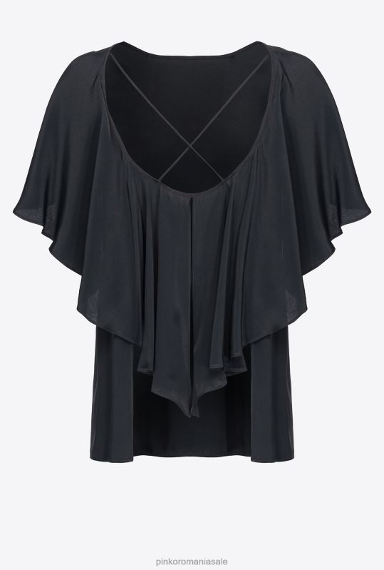 bluze | bluză cu detaliu cu volane Pinko limuzina neagră B0D08284