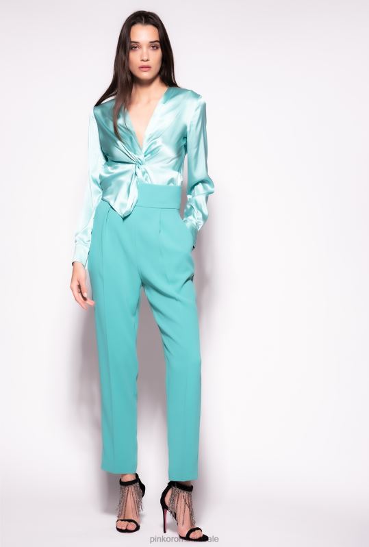 bluze | bluză de mătase cu detaliu răsucit Pinko albastru nil B0D08253