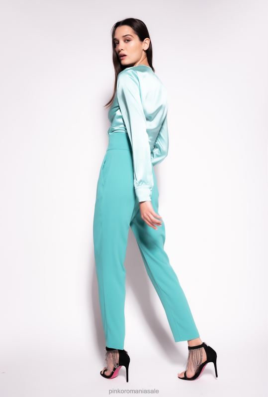 bluze | bluză de mătase cu detaliu răsucit Pinko albastru nil B0D08253