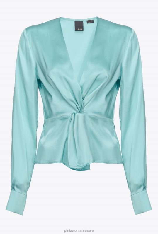 bluze | bluză de mătase cu detaliu răsucit Pinko albastru nil B0D08253