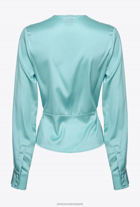 bluze | bluză de mătase cu detaliu răsucit Pinko albastru nil B0D08253