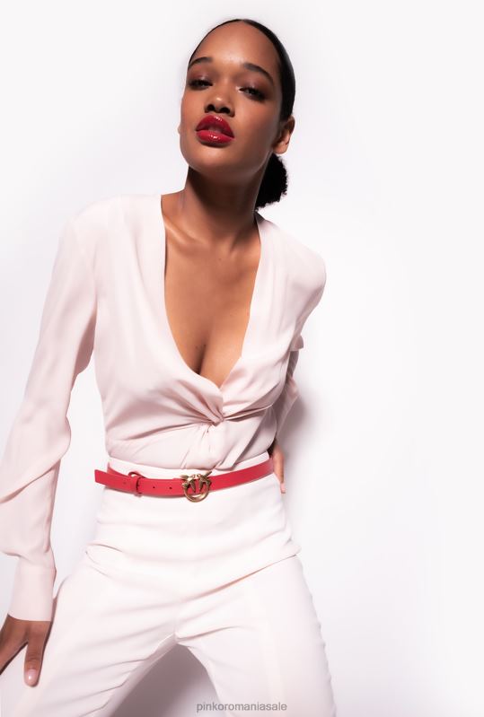 bluze | bluză de mătase cu detaliu răsucit Pinko trandafir parfait de piersici B0D08285