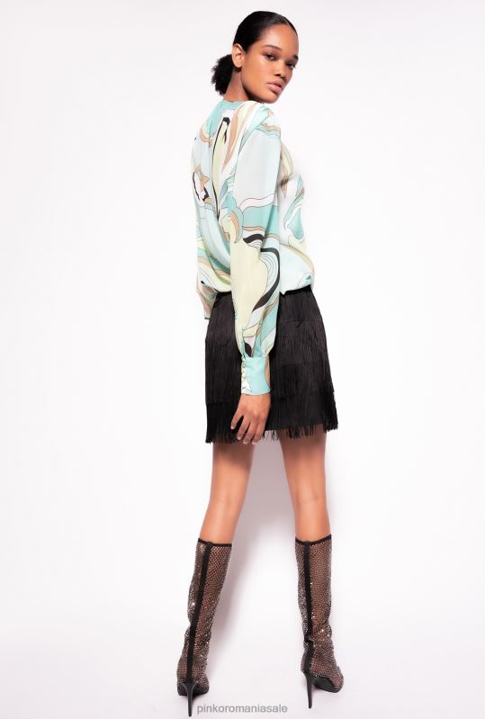 bluze | bluză din voile cu imprimeu cu boboci de flori Pinko multicolor - verde aqua/bej B0D08254