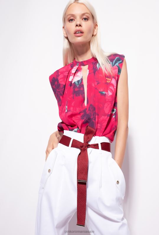 bluze | bluză fără mâneci cu imprimeu hibiscus Pinko multi. fucsia/roz B0D08281