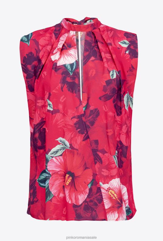 bluze | bluză fără mâneci cu imprimeu hibiscus Pinko multi. fucsia/roz B0D08281