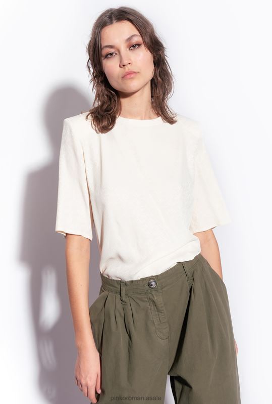 bluze | bluză jacquard cu mâneci scurte Pinko roz alb fum B0D08258