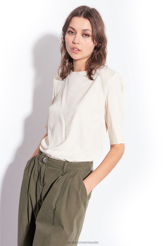 bluze | bluză jacquard cu mâneci scurte Pinko roz alb fum B0D08258