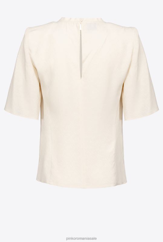 bluze | bluză jacquard cu mâneci scurte Pinko roz alb fum B0D08258