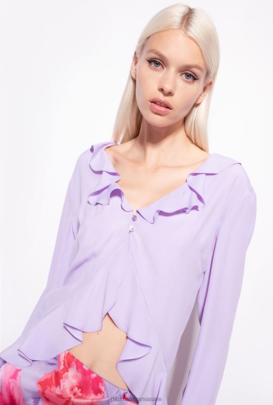 bluze | bluză scurtă cu volan Pinko lalea violet B0D08271