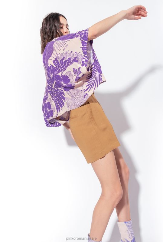bluze | bluza cu efect pelerina cu imprimeu tropical Pinko nud/violet B0D08294