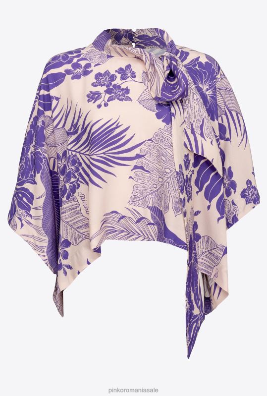 bluze | bluza cu efect pelerina cu imprimeu tropical Pinko nud/violet B0D08294