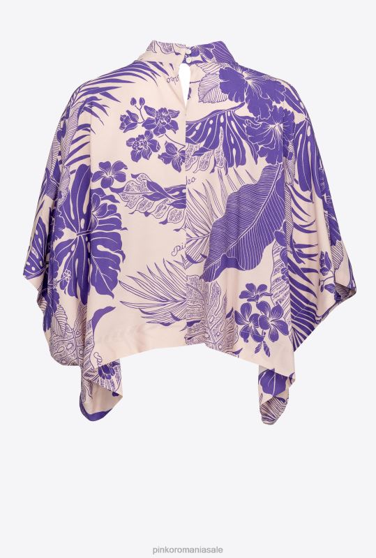 bluze | bluza cu efect pelerina cu imprimeu tropical Pinko nud/violet B0D08294