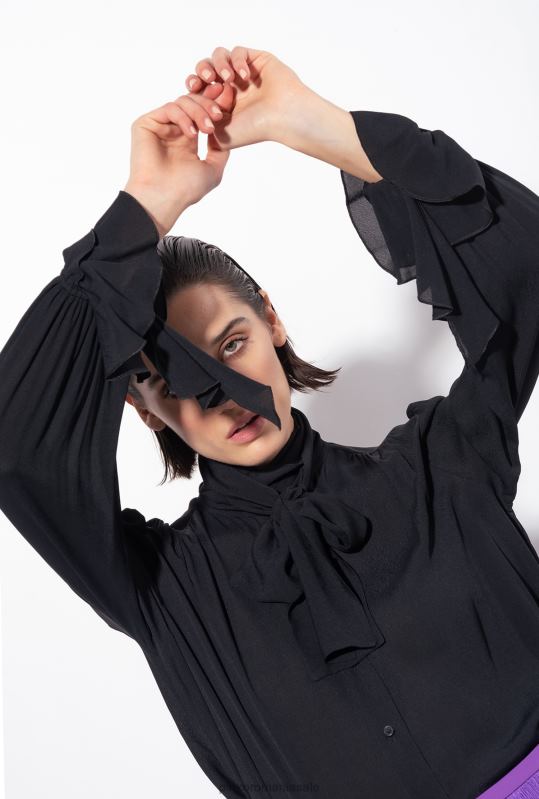 bluze | bluza cu fundita si volan Pinko limuzina neagră B0D08238