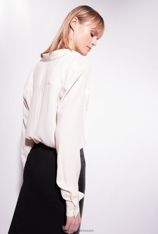 bluze | cămașă din amestec de mătase cu buzunar la piept Pinko roz alb fum B0D08241