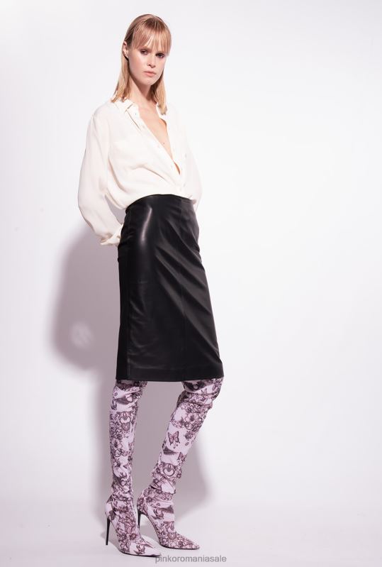 bluze | cămașă din amestec de mătase cu buzunar la piept Pinko roz alb fum B0D08241