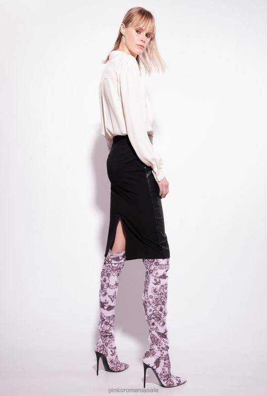 bluze | cămașă din amestec de mătase cu buzunar la piept Pinko roz alb fum B0D08241