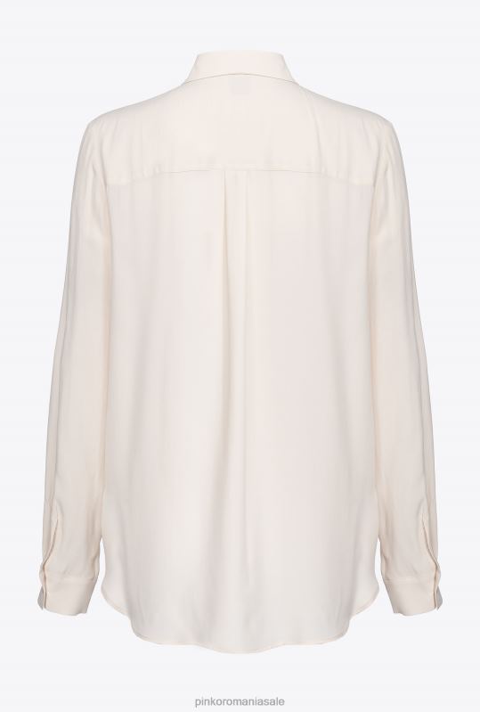 bluze | cămașă din amestec de mătase cu buzunar la piept Pinko roz alb fum B0D08241