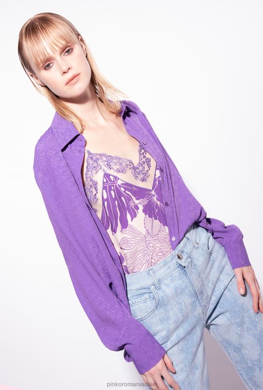 bluze | cămașă jacquard cu logo Pinko liliac lavandă B0D08273
