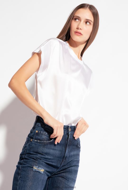 bluze | top din satin stretch Pinko alb strălucitor B0D08315