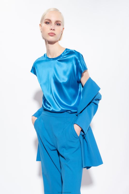 bluze | top din satin stretch Pinko director albastru B0D08245