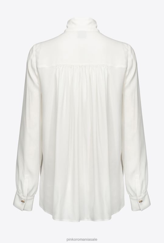cămăși | cămașă cu fundă păsărică din amestec de mătase Pinko Albă ca Zăpada B0D08267