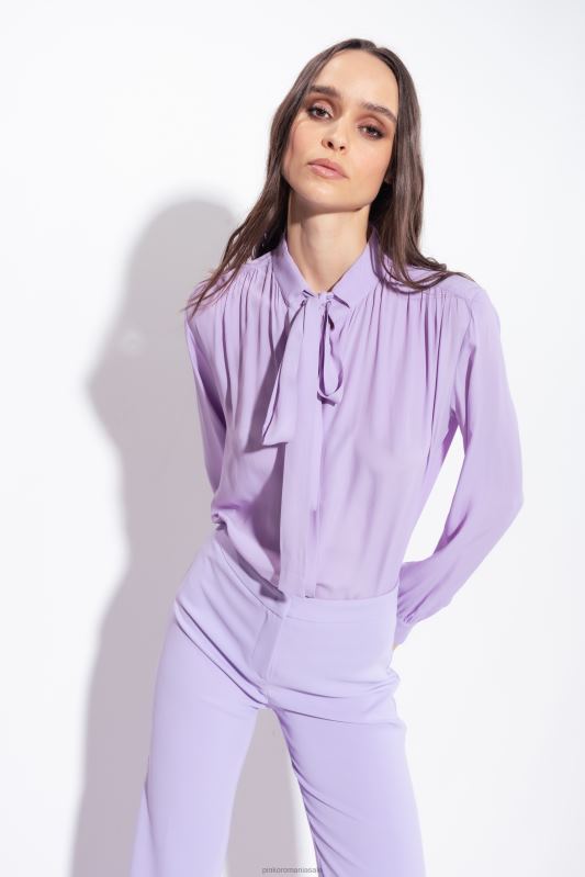 cămăși | cămașă cu fundă păsărică din amestec de mătase Pinko lalea violet B0D08232