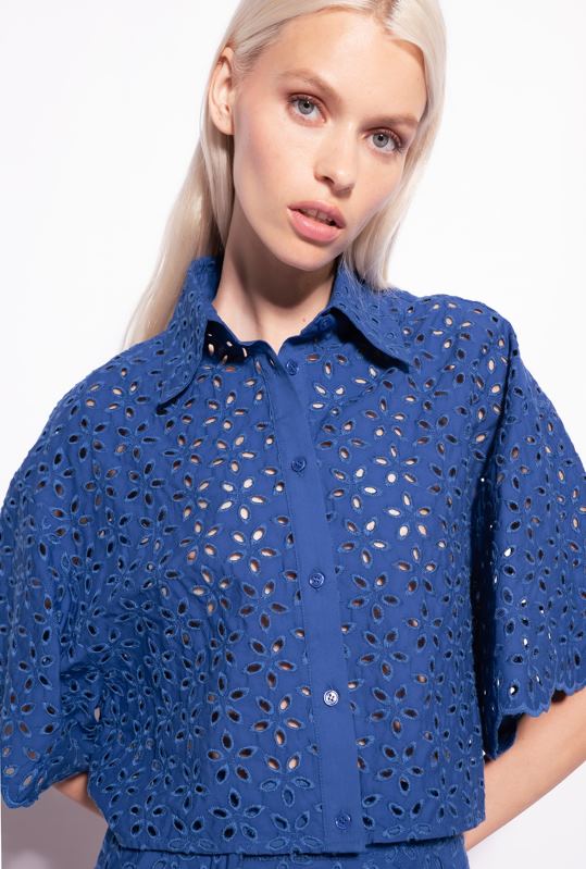 cămăși | cămașă decupată din broderie englezească Pinko albastru B0D08287