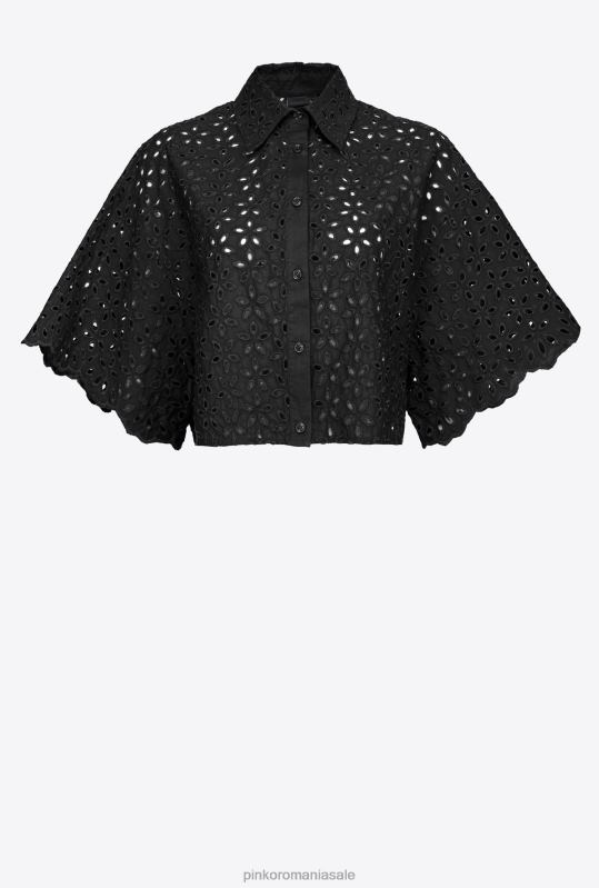 cămăși | cămașă decupată din broderie englezească Pinko limuzina neagră B0D08288