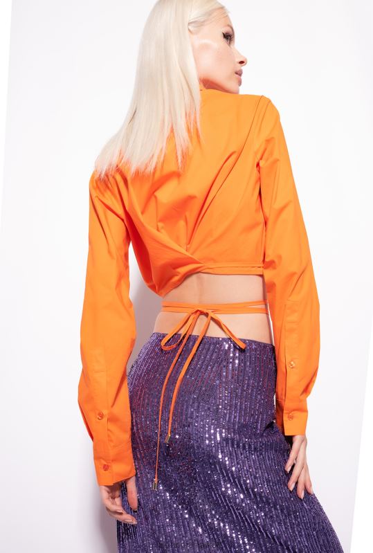 cămăși | cămașă decupată din poplin Pinko portocaliu deschis B0D08233