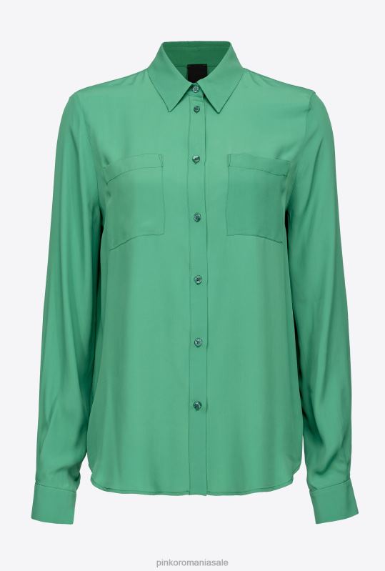 cămăși | cămașă din amestec de mătase cu buzunar la piept Pinko Amazon B0D08240