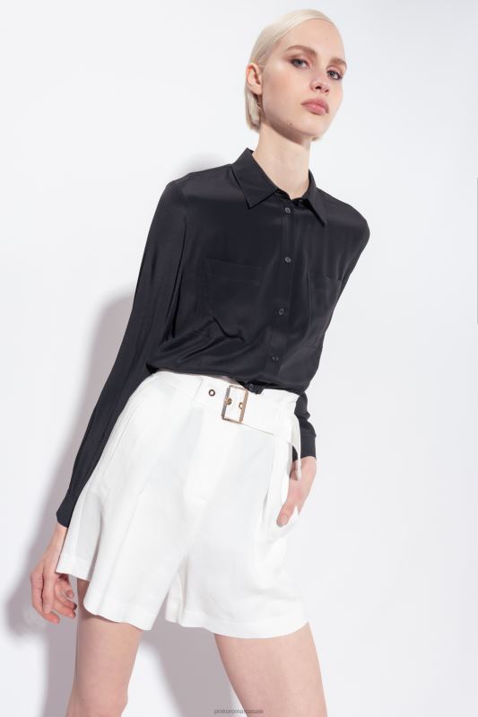 cămăși | cămașă din amestec de mătase cu buzunar la piept Pinko limuzina neagră B0D08239