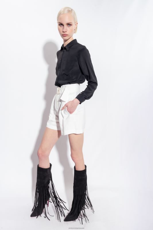 cămăși | cămașă din amestec de mătase cu buzunar la piept Pinko limuzina neagră B0D08239