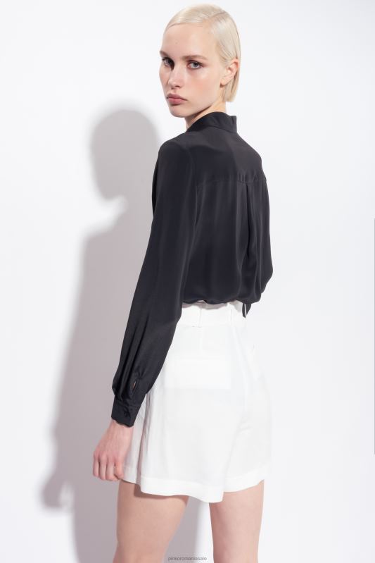cămăși | cămașă din amestec de mătase cu buzunar la piept Pinko limuzina neagră B0D08239