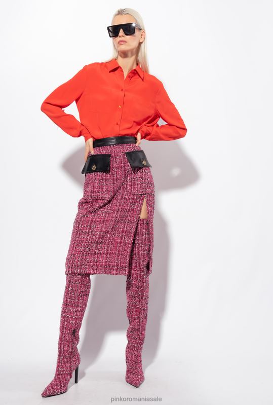 cămăși | cămașă din amestec de mătase cu buzunar la piept Pinko surimi portocală B0D08242