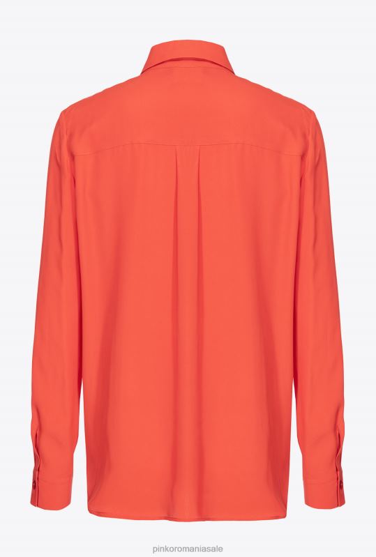 cămăși | cămașă din amestec de mătase cu buzunar la piept Pinko surimi portocală B0D08242