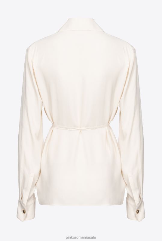 cămăși | cămașă din amestec de mătase cu cravată Pinko roz alb fum B0D08249