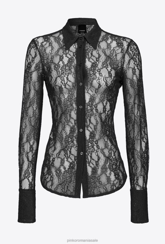 cămăși | cămașă din dantelă florală Pinko limuzina neagră B0D08261