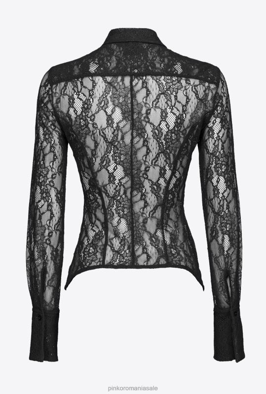 cămăși | cămașă din dantelă florală Pinko limuzina neagră B0D08261