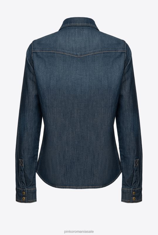 cămăși | cămașă din denim din twill lejer Pinko indigo cu nuanță de albastru B0D08312