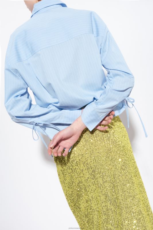 cămăși | cămașă din poplin cu dungi fine Pinko azur/alb B0D08227