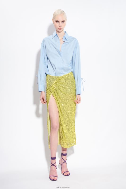 cămăși | cămașă din poplin cu dungi fine Pinko azur/alb B0D08227