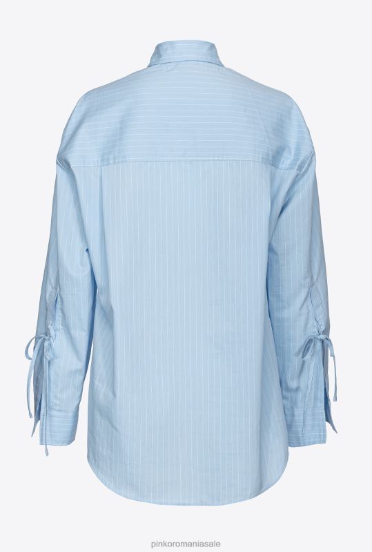 cămăși | cămașă din poplin cu dungi fine Pinko azur/alb B0D08227