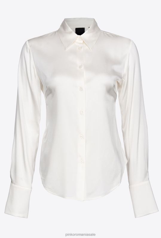 cămăși | cămașă din satin de mătase Pinko Albă ca Zăpada B0D08255